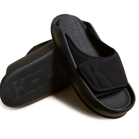 KHAITE Black Slide Sandals